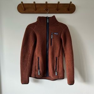 Patagonia retro pile hoodie, Brown/navy, XS